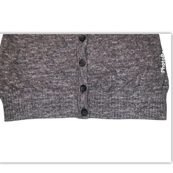 H&M Divided Charcoal 5 Button V-Neck Cardigan Elbow Patches Women’s Size 4 - Picture 7 of 11